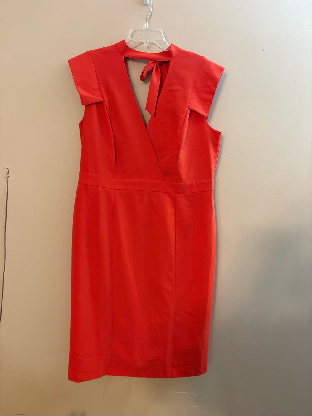 ASOS Red Midi Tie-Neck Sheath Dress